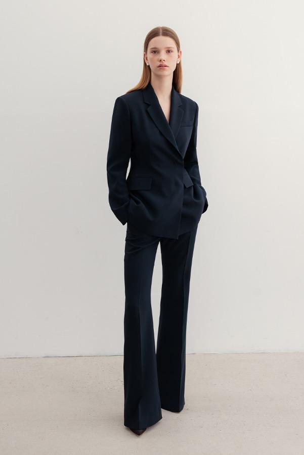 [SET]TRINITY Double breasted tailored blazer + VASHTI Bootcut trousers (Deep navy)
