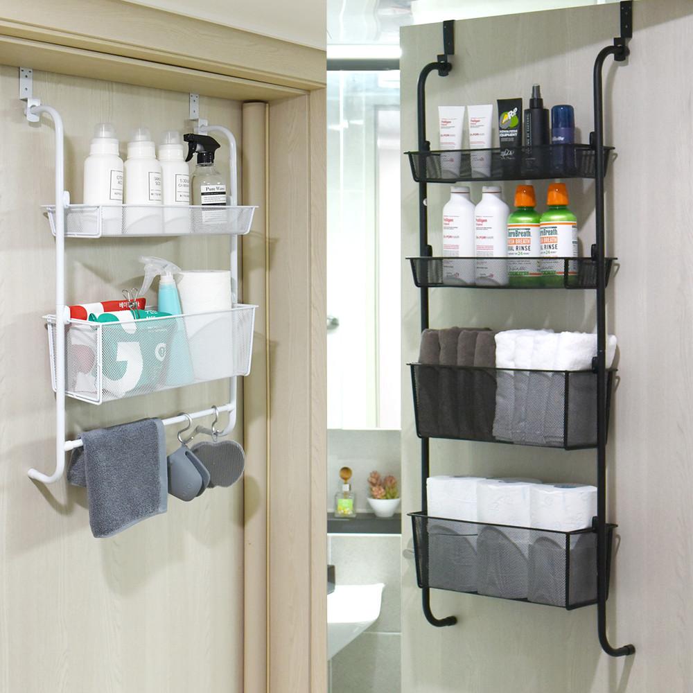 노바리빙 철제 2단 4단 촘촘바스켓 문걸이 선반 욕실 간단조립 DIY 수납장 자취필수템