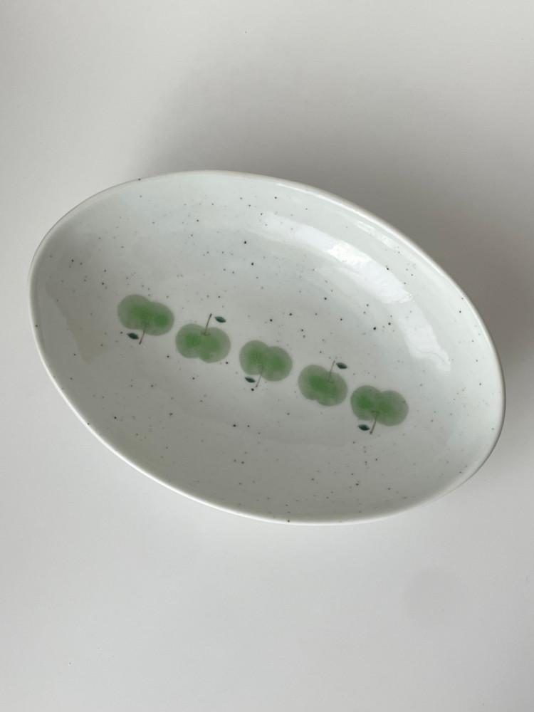 사과 오발 플레이트 타원형그릇 파스타접시