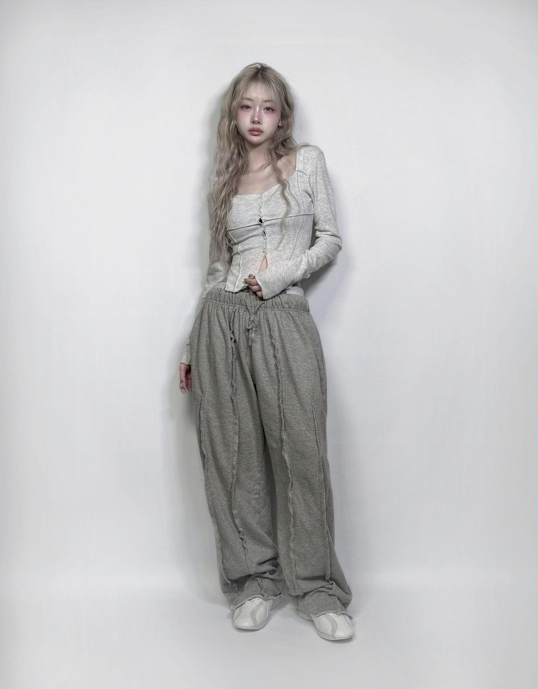 Square Neck Slit Button Shirt