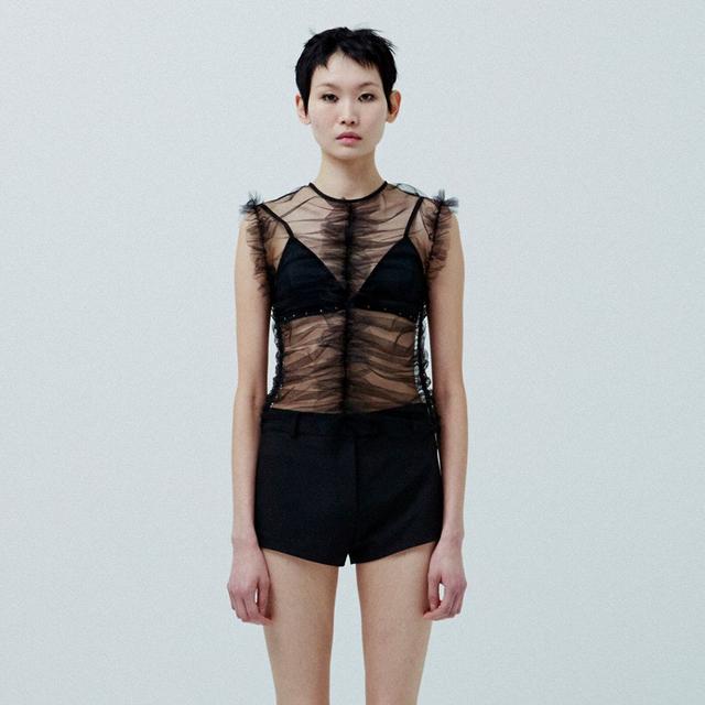 SHEER TULLE BLOUSE (BLACK)
