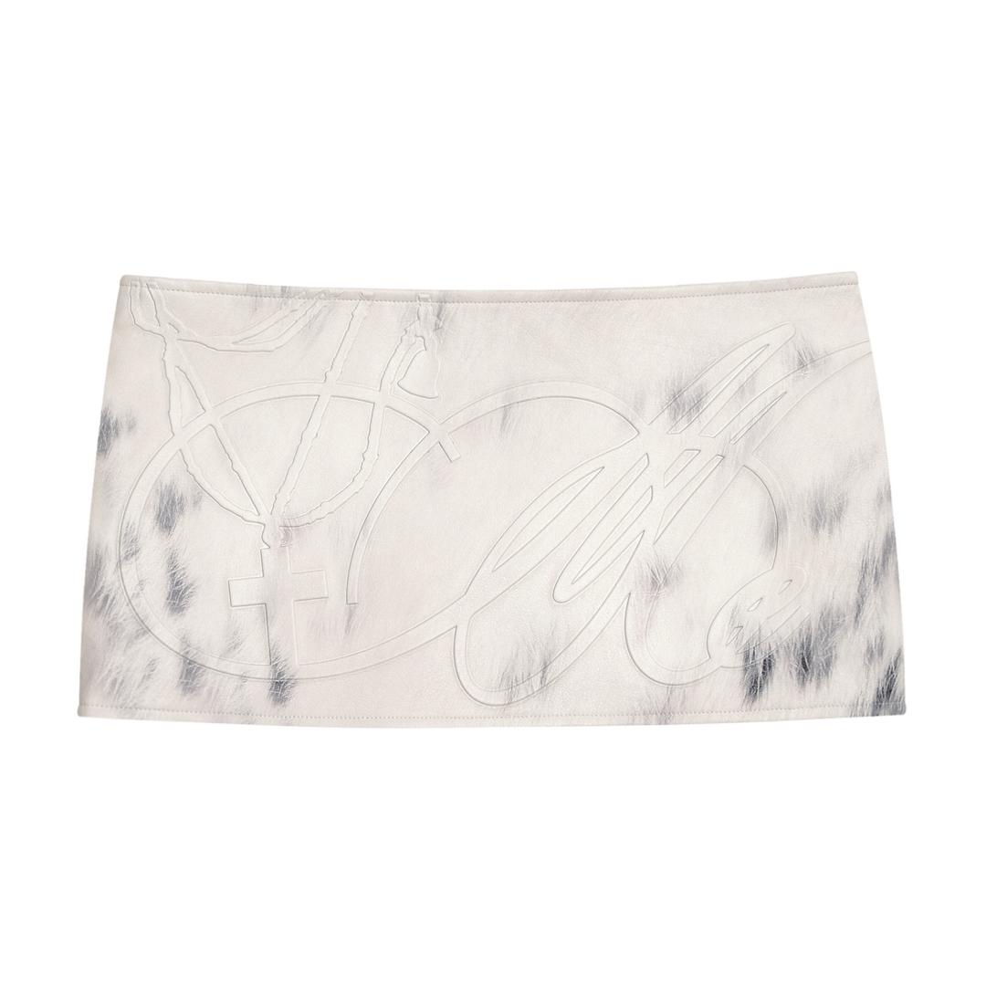Embossed micro pleated skirt (Ivory)