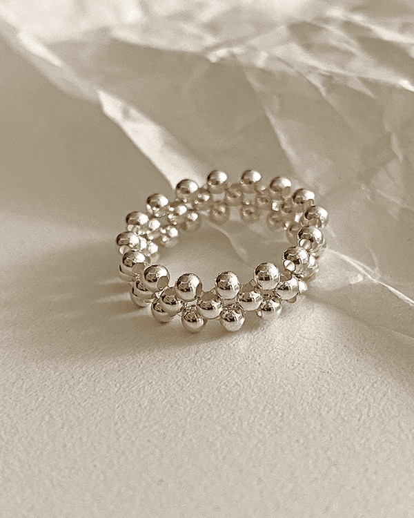 마룬 [무배] 실버925 은 볼 레이스 밴딩 반지