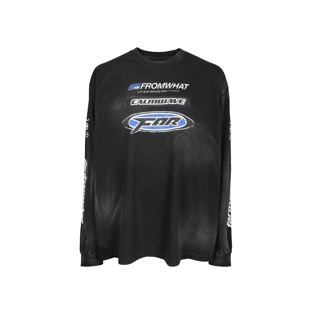 파프롬왓 파 워시드 로고 롱슬리브 티셔츠 블랙