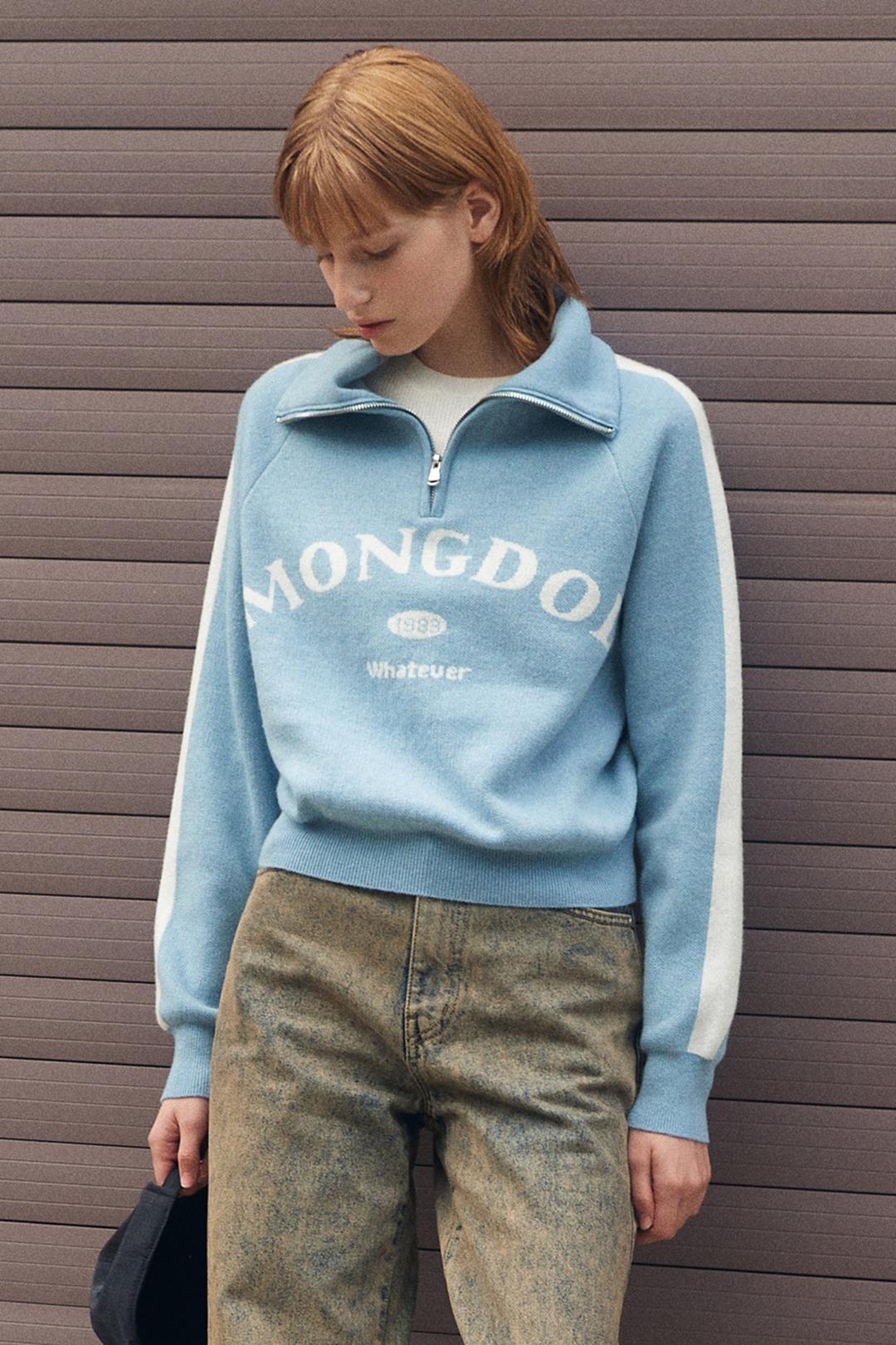 몽돌 자카드 하프집업 니트 라이트블루 MDKT066LBLUE