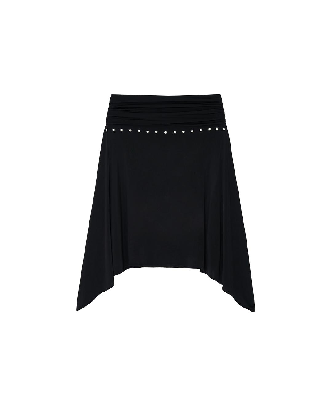 Stud Drape Flare Skirt Black