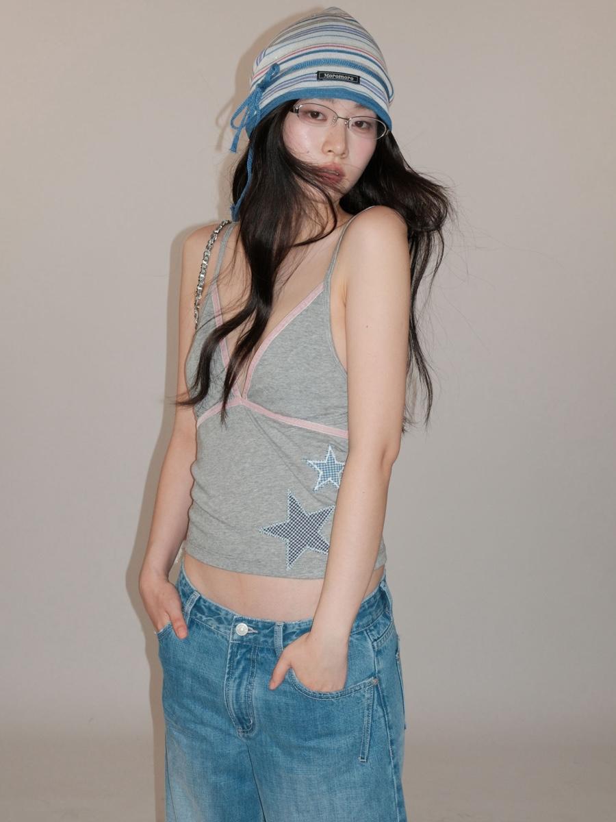 MOROMORO2 Star Patch Suspender Vest