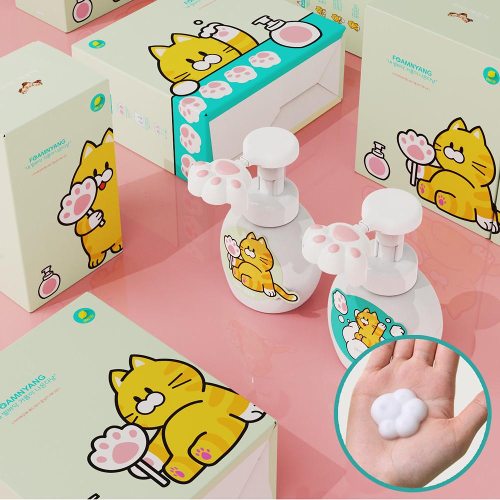 아이깨끗해 핸드워시 폼냥이 세트3 (본품+리필2개+거품틀+스티커) / 고양이 거품모양