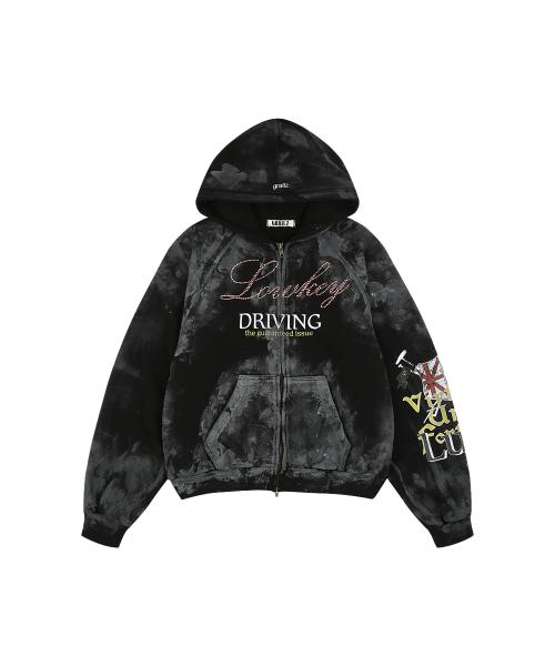 LOWKEY DIRTY ZIP HOODIE [BLACK]