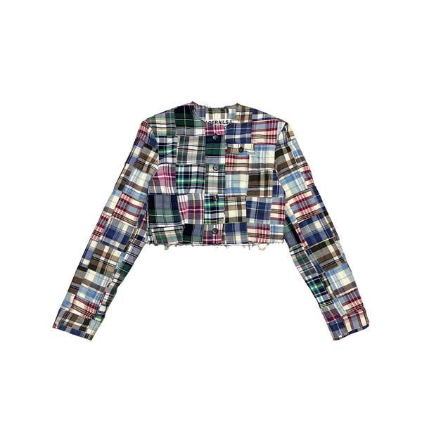 24 mosaic checeked raw cut jacket