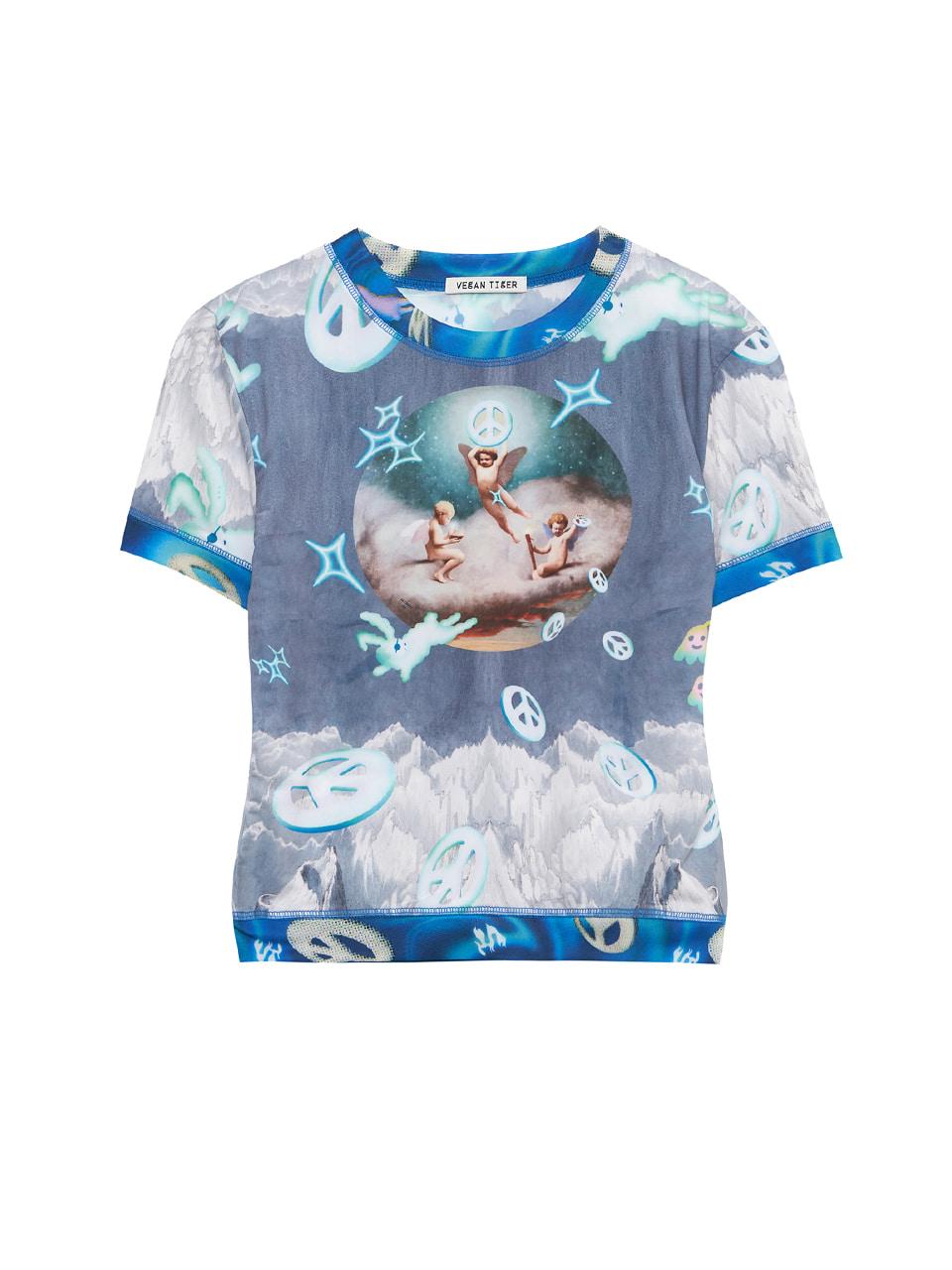 쥬라실 프린트 반팔티셔츠 블루그레이