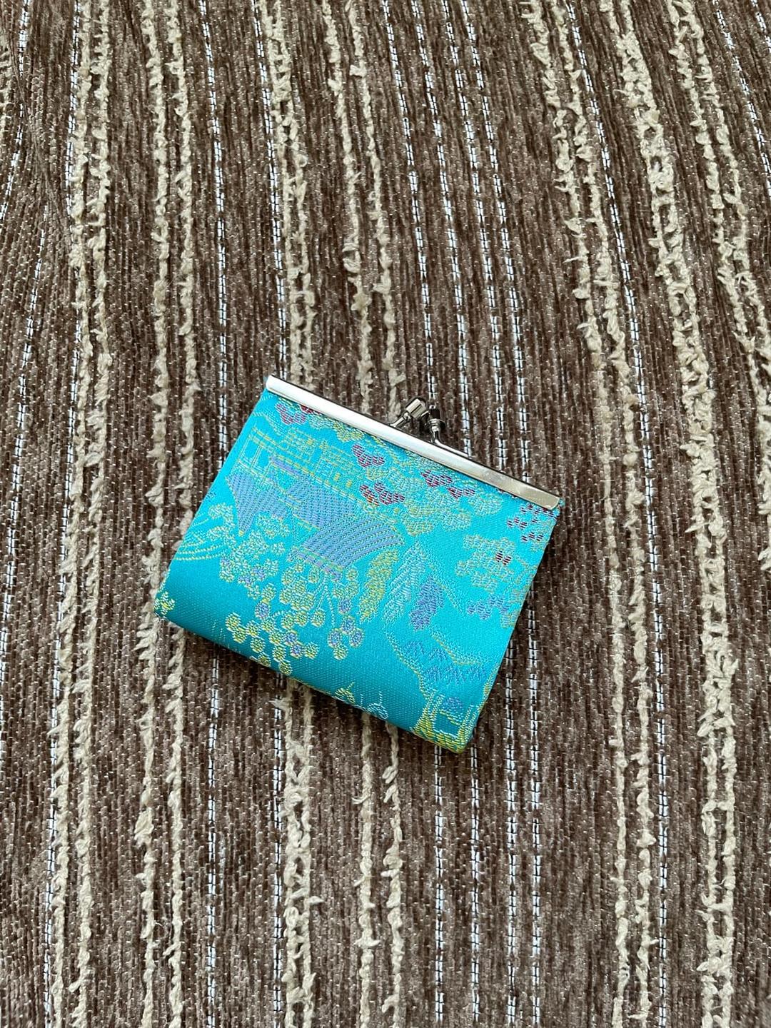 Oriental Blue Satin Pocket Wallet | 후루츠패밀리