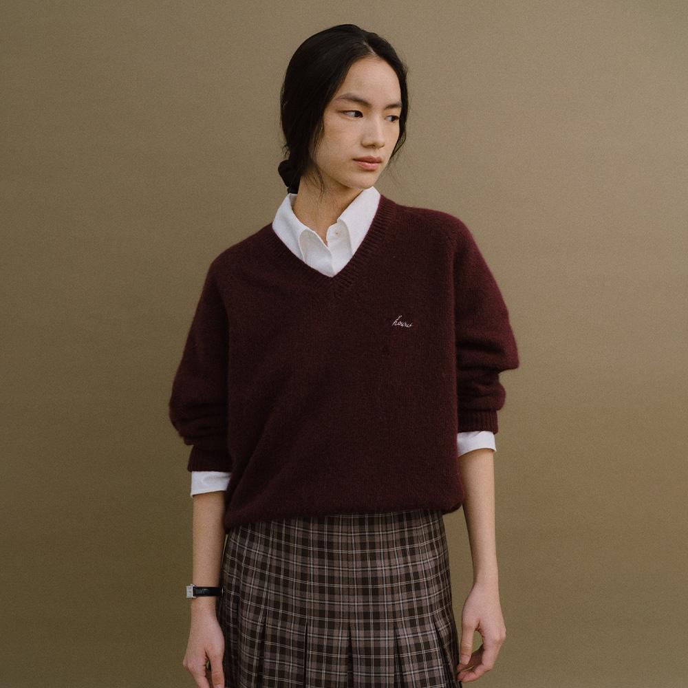 [5차리오더]RACCOON V-NECK KNIT (WINE)