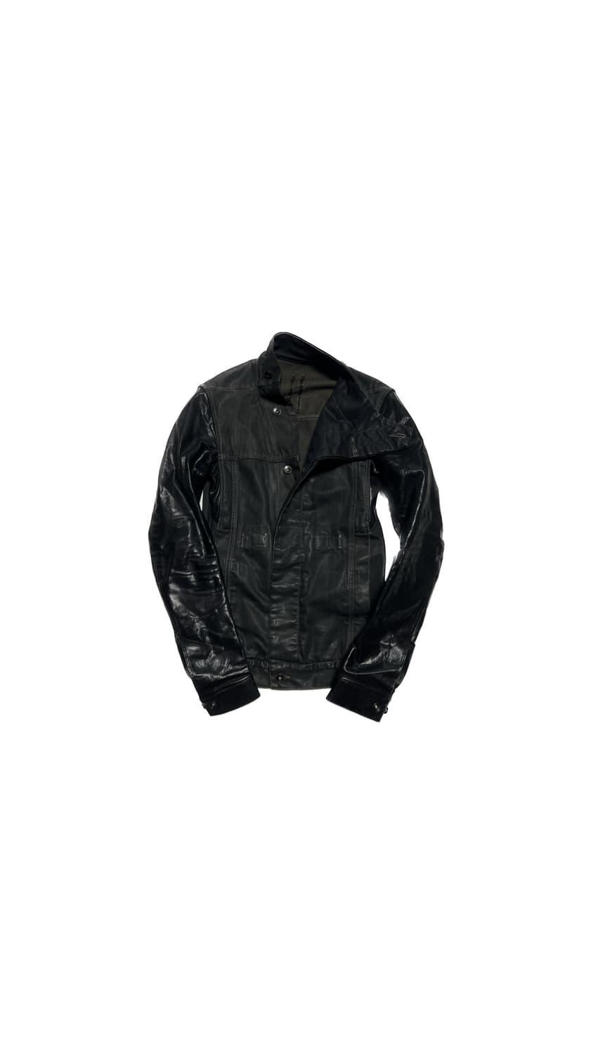 릭오웬스 다크쉐도우 비대칭 왁스 암 레더자켓 | 후루츠패밀리