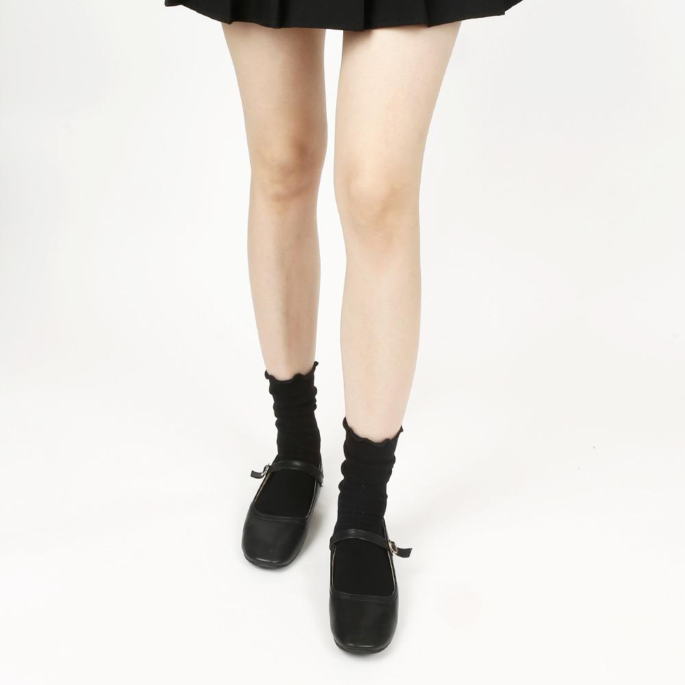 [4켤레] W236 메리 제인 골지 프릴 러플 순면 무압박양말 여성양말 구멍안나는양말 2올 시그니처