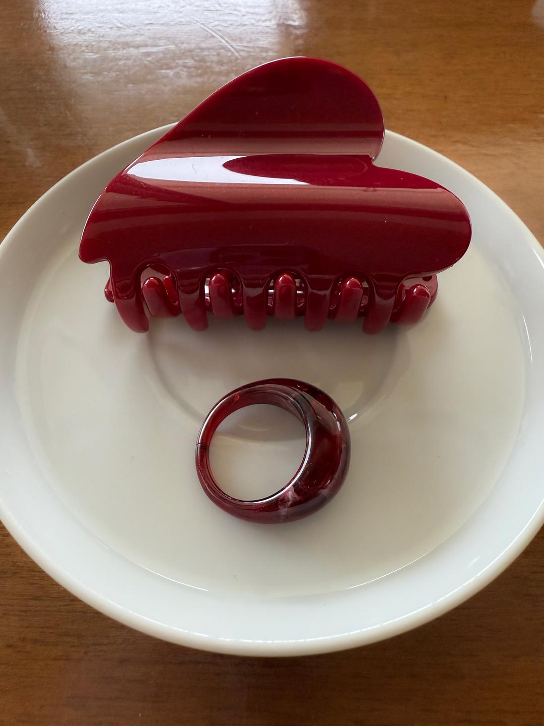 Glitter ❤︎ Heart❤︎ Hair Pin, Deep Red (2c)
