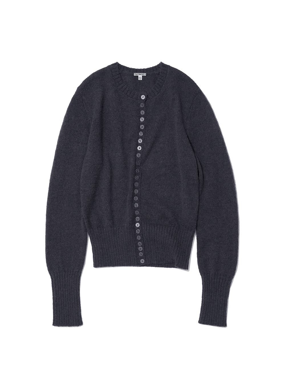 [WOMEN] WIDE RIB BUTTON-UP KNIT CARDIGAN_CHARCOAL MELANGE