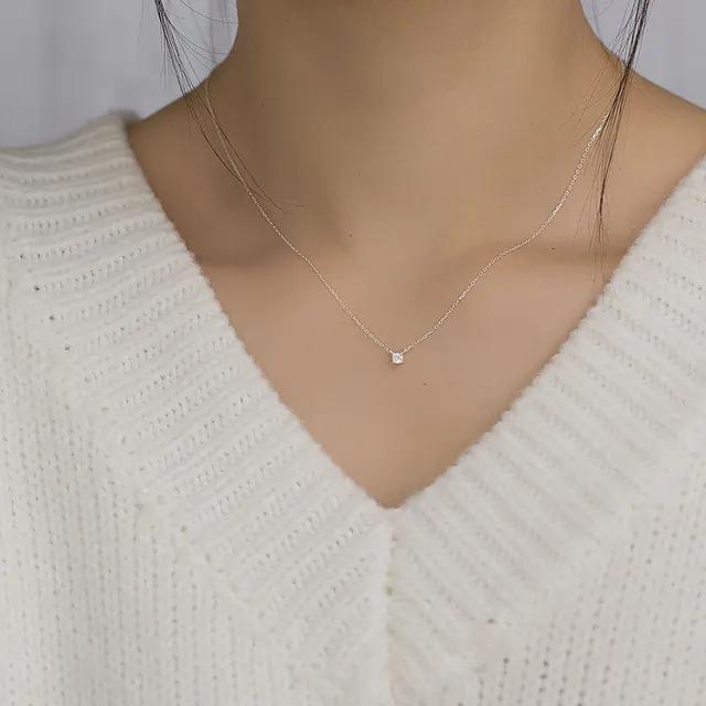 SILVER925 미니 3mm 심플 큐빅 데일리 목걸이 02