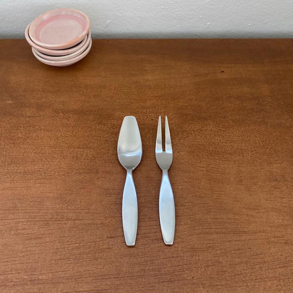미니 디저트 커트러리 스푼 포크 set 집들이선물 카페감성 과일포크 샐러드 케이크 실버
