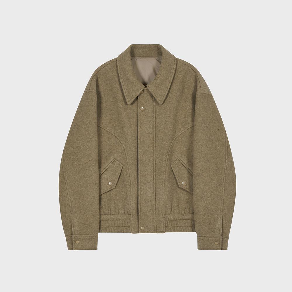 DEV Curved-line Wool Blouson (Beige)