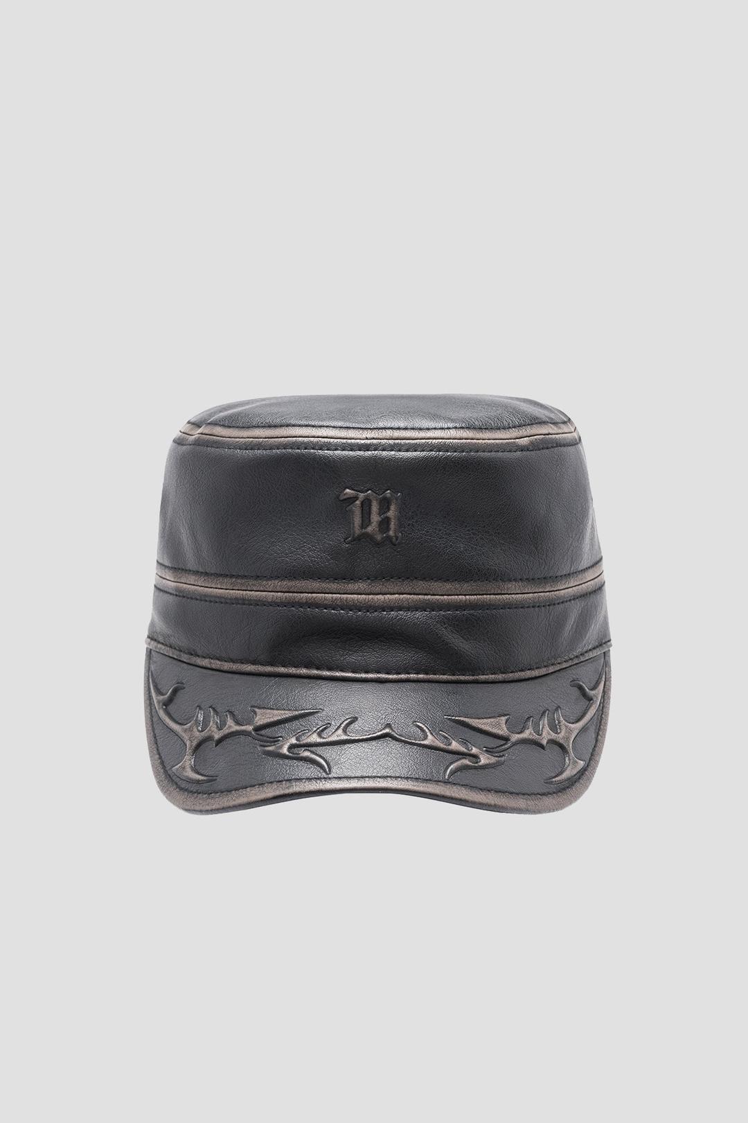 Faux Leather Army Cap