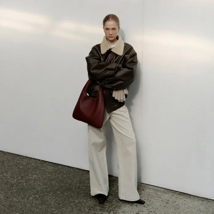 Sherpa Leather Blouson_Vintage brown