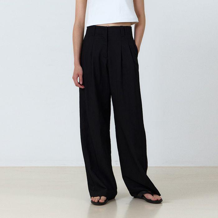 [기장선택] Summer pintuck slacks (black)