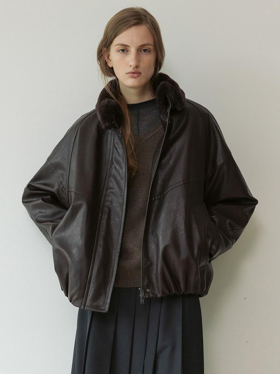 Detachable Fur Collar-Faux Leather Jacket SL5WJ428-93