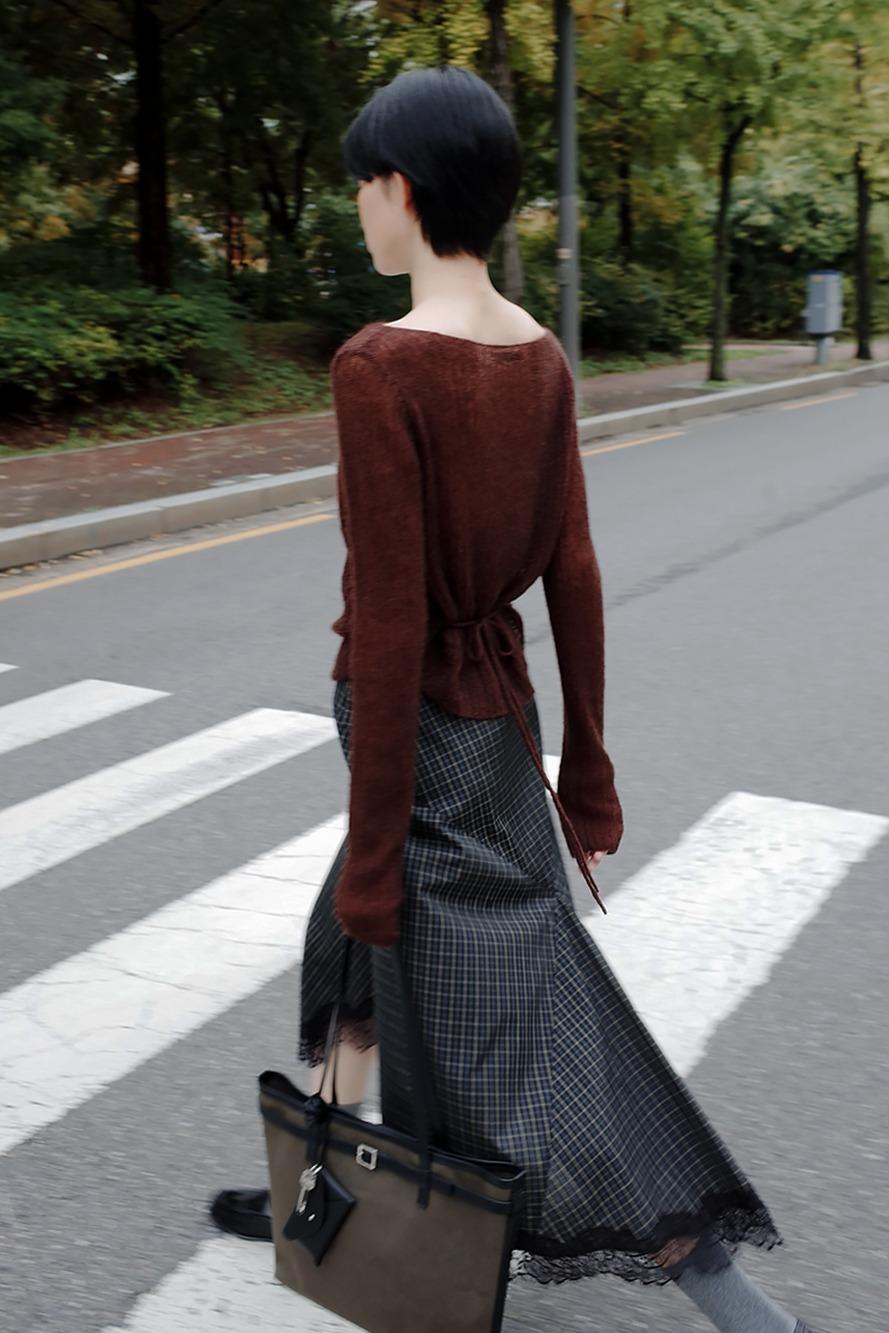 Brown Mohair Tie Knit