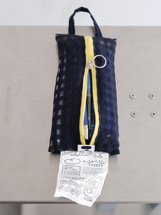 Glossy Cross Stripes Pouch (Blackberry Yellow)