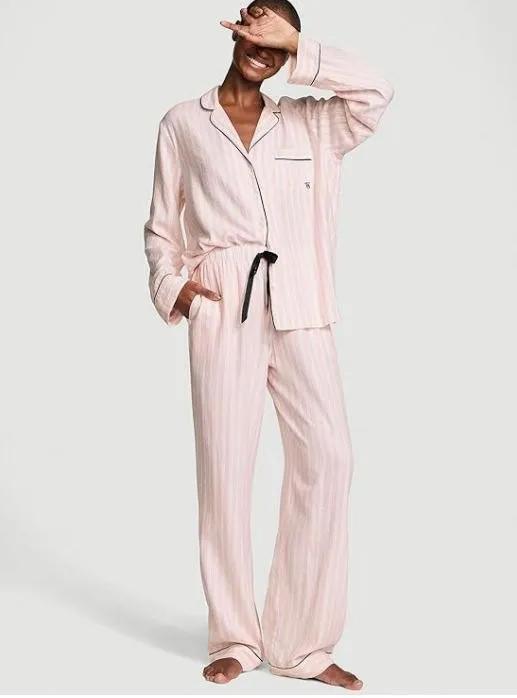 빅토리아 시크릿 여성  플란넬 롱 파자마 세트 잠옷