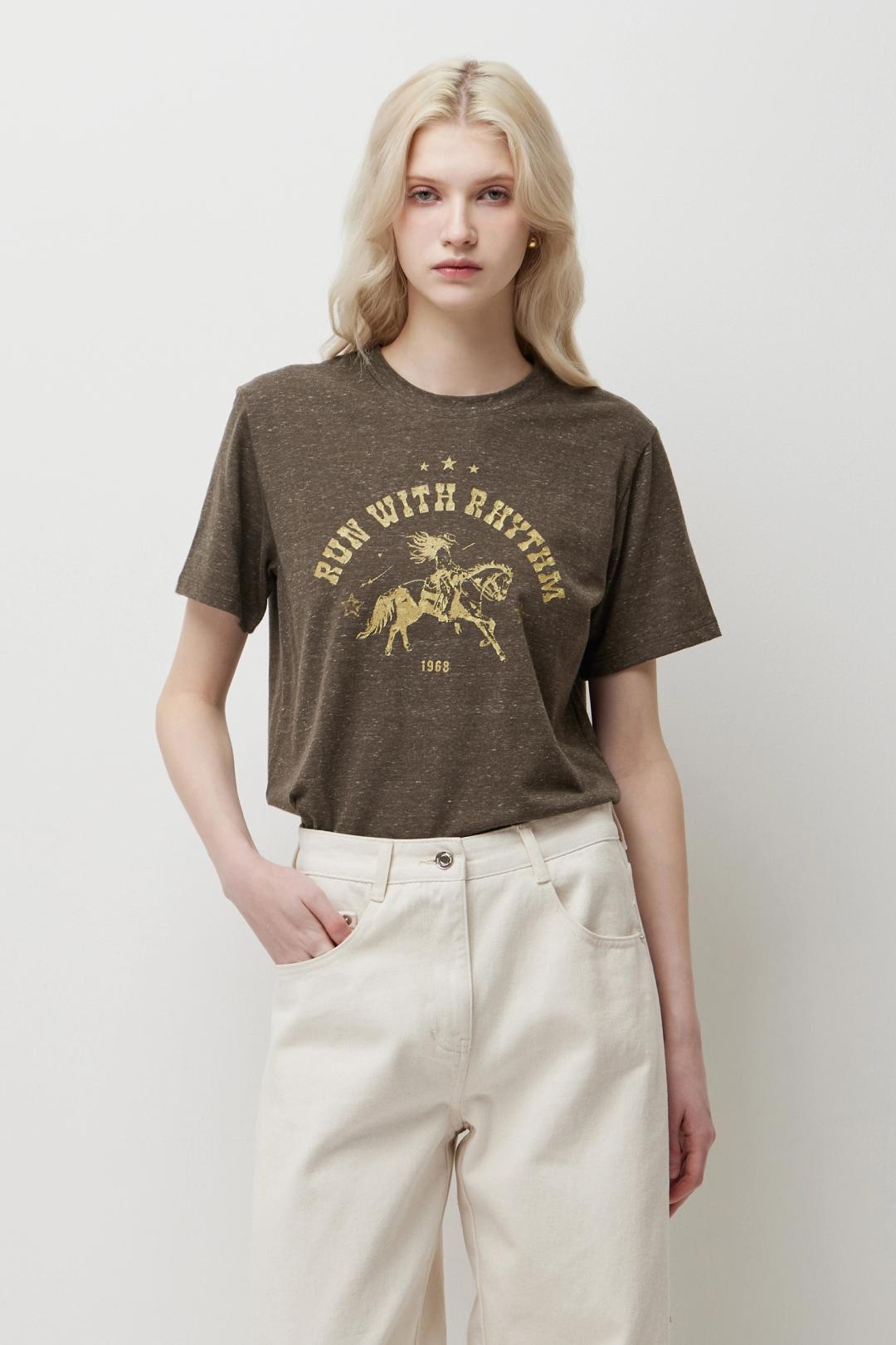 홀스 프린트 반팔 티셔츠