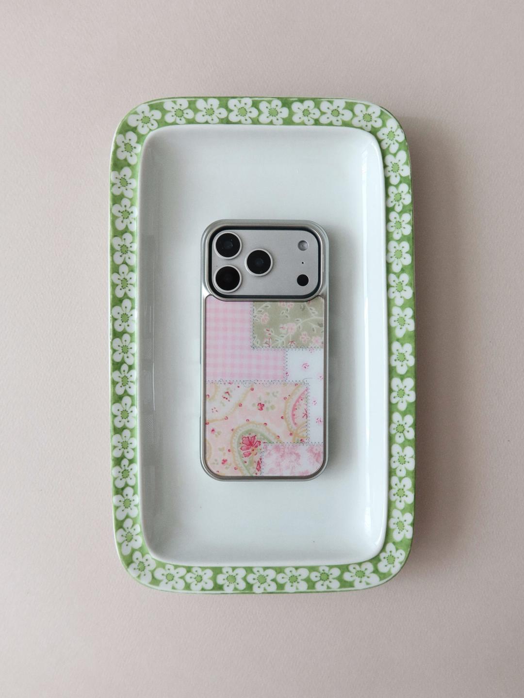 PATCHWORK silver matte glass bumper case [PINK]
