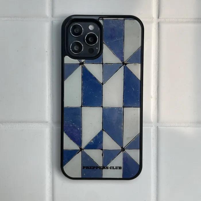 Vintage blue tile 폰케이스 Glass type