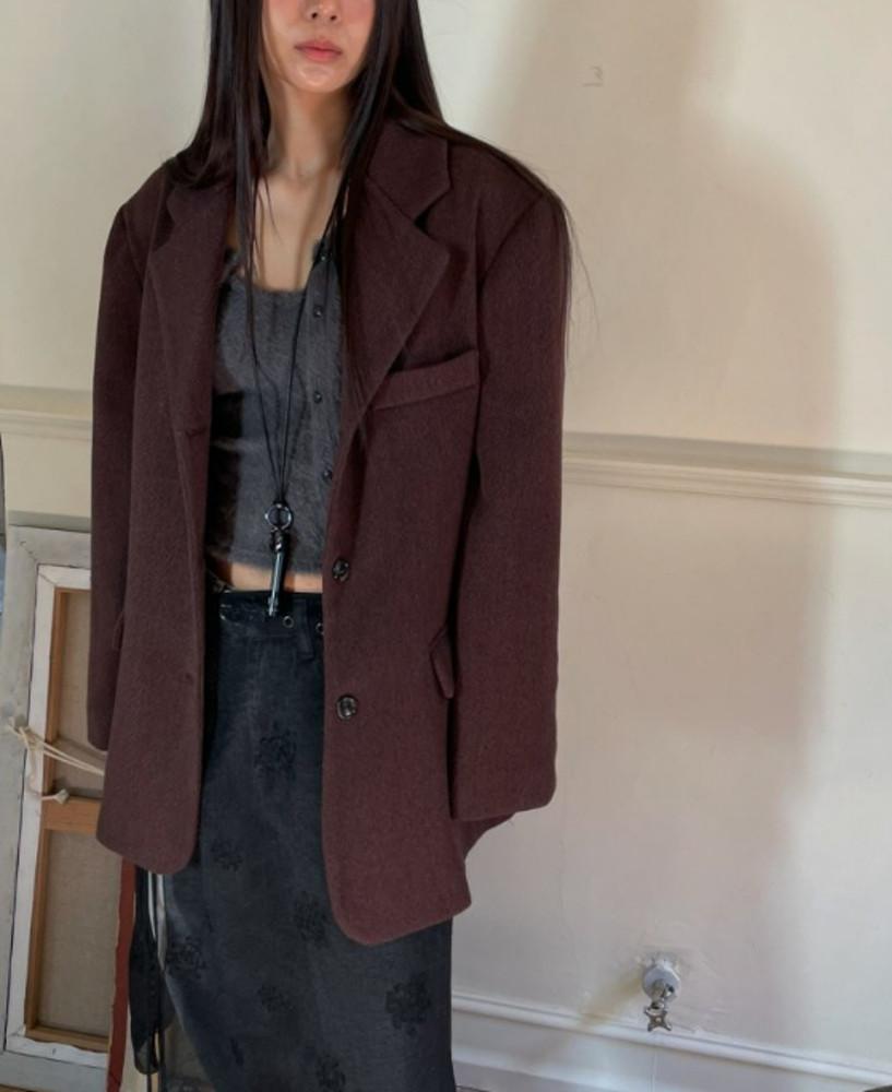 FLOWER 플라워 24FW 에보니 오버핏 자켓