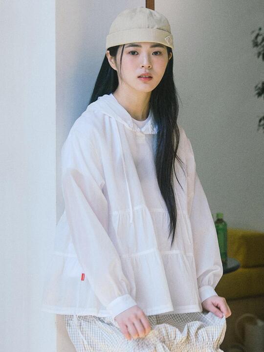 W SHEER TIERED TOP [WHITE]