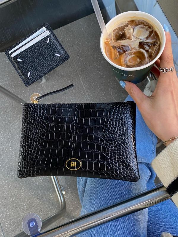 (자체제작/당일발송) 심플유 Sii 블랙 클러치 / 클레어미니 악어패턴 클러치