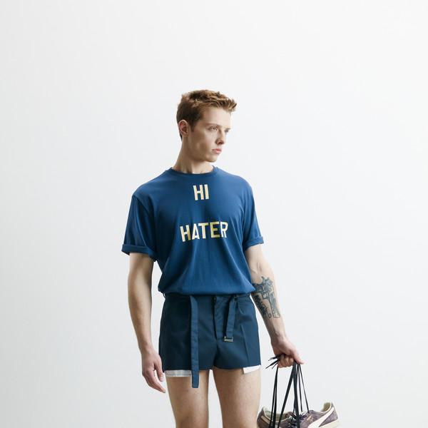 [MOOMYUNG x MONSIEUR] "HI HATER, BYE HATER" T-SHIRT (NAVY BLUE)