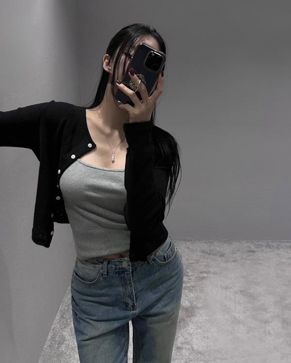 랜드 펀칭 라운드 가디건 (*2COLOR)