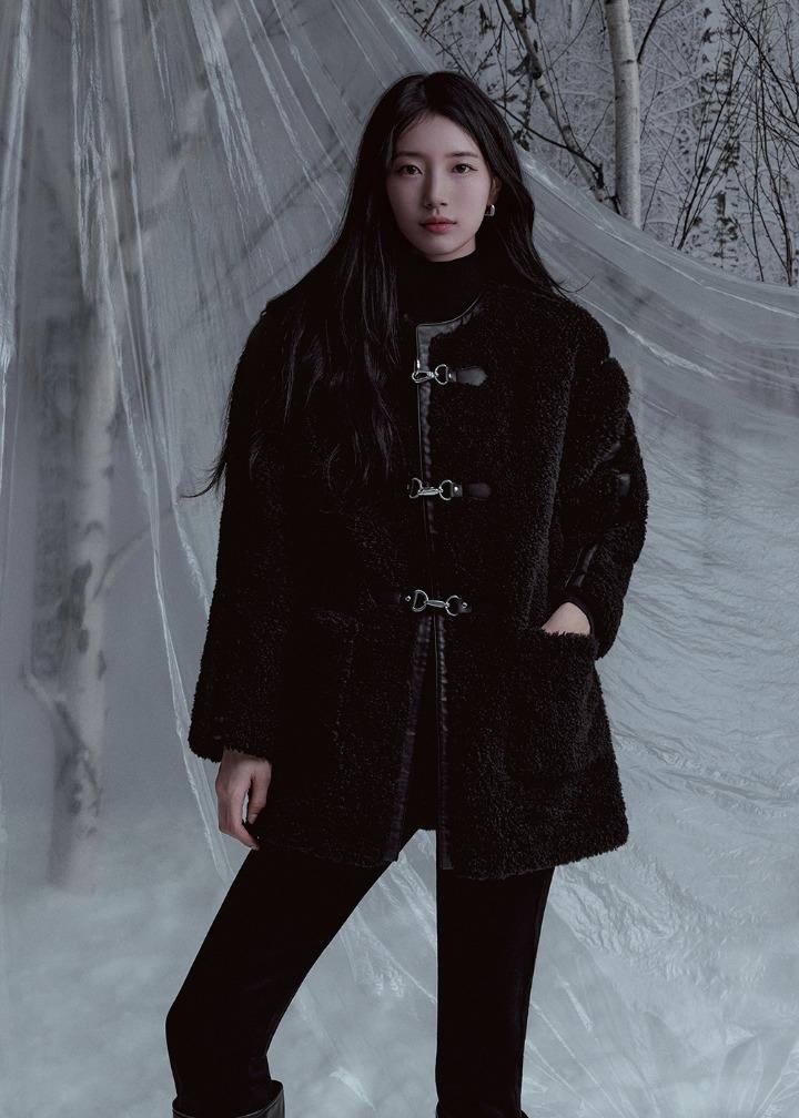 여성 뽀글이 중힙 더플자켓_BLACK | 게스코리아