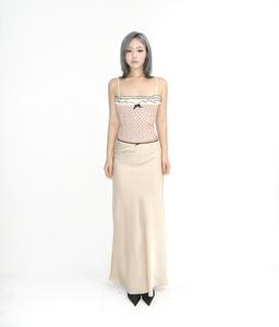 Nude Satin Long Skirt