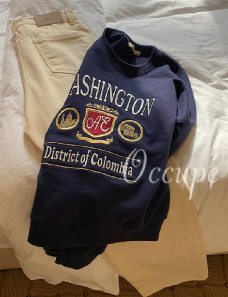 [네이비당일]아잉 워싱턴 맨투맨 자수 (3col) areing