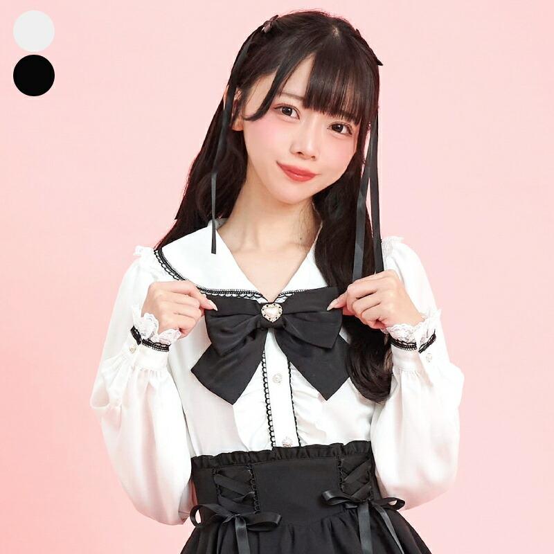【楽天市場】レースアップうさ耳ブラウス3/19 12:00 ホワイト・ハイショクホワイト再入荷1/24 12:00 販売スタートsecrethoney　シークレットハニー　シーハニ　量産型　レディース　ガーリー　長袖　ホワイト　白　ブラック　黒：Secret Honey