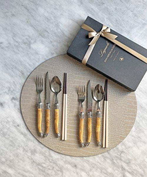 양식기 커트러리 2인 마블브라운 + 샌들젓가락 2인 세트 (선택)