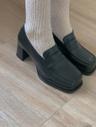EVLIN SQUARE PENNY LOAFER HEEL(MINT, BLACK 2COLORS!)