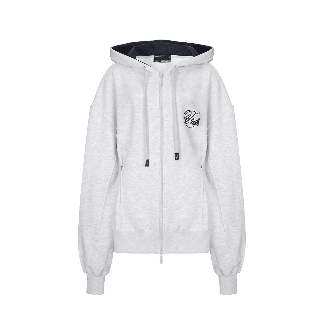 Faith over Fear 핏 체인저 후드집업 라이트 멜란지