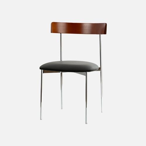 제누 실버스틸 체어 2 - 월넛 (블랙 PU)