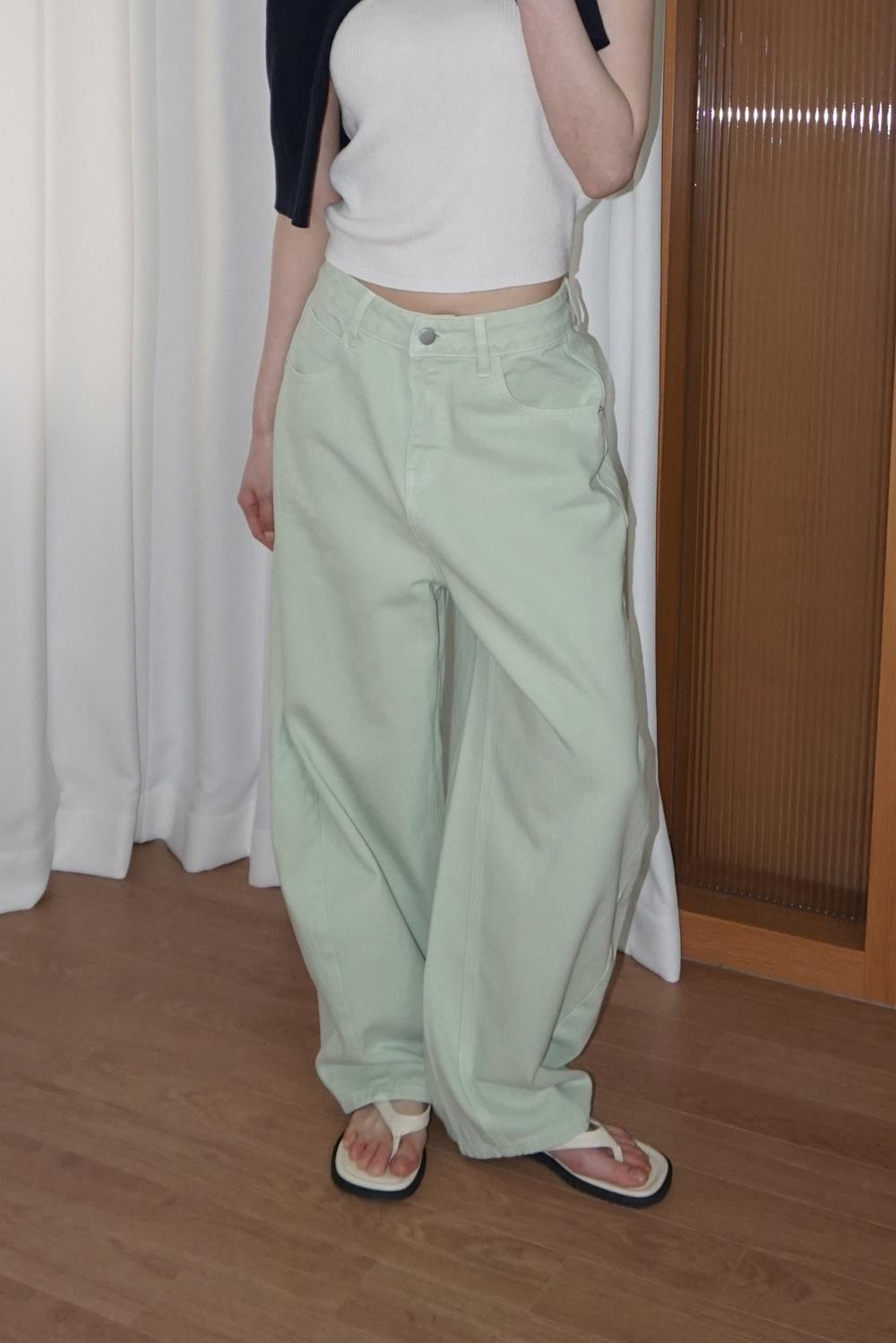 (woman) 엘리 워시드 커브드 팬츠_Mint