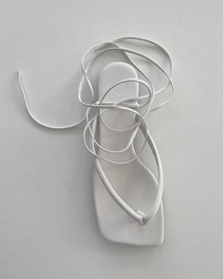 square lace up flip-flop (3color)