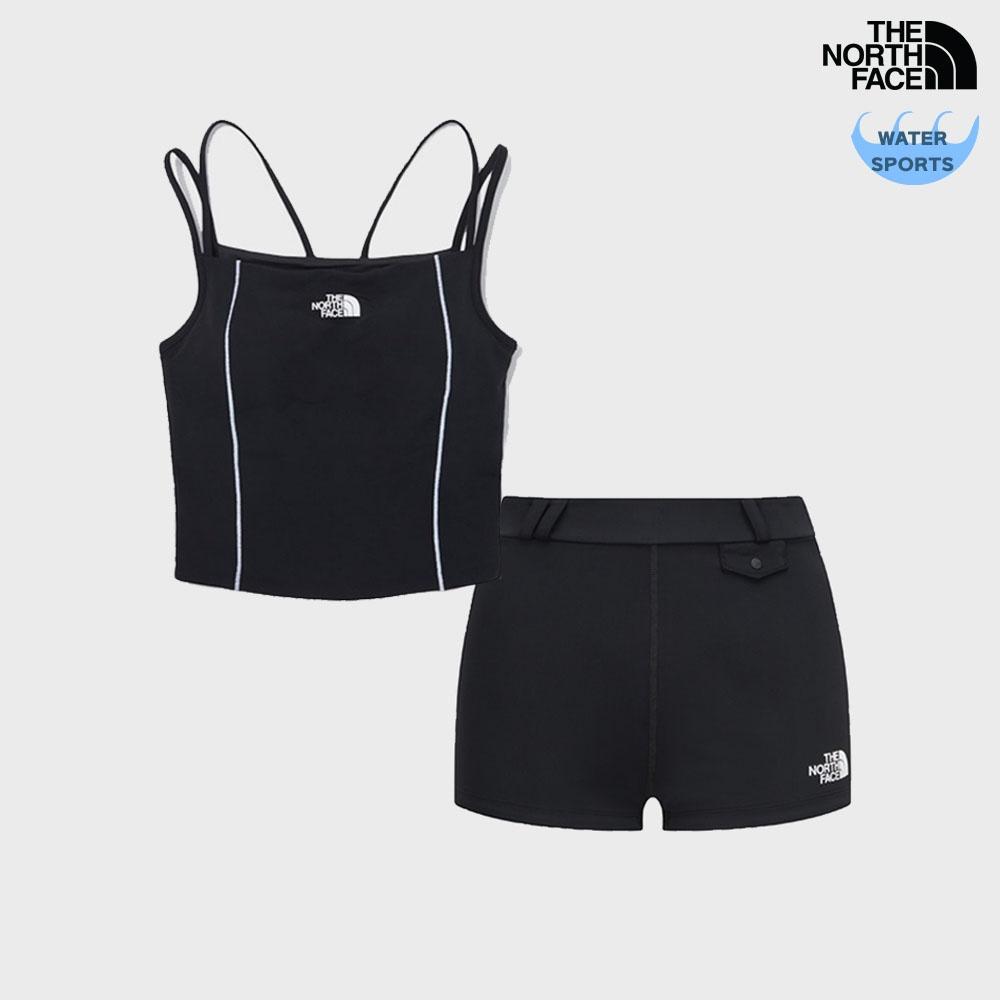 [노스페이스] 여성 오션 웨이브 슬리브리스 쇼츠 레깅스 SET 블랙(BLK)